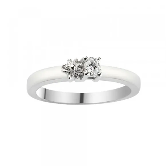 Sortija Eguzkilore Oro Blanco con Diamantes