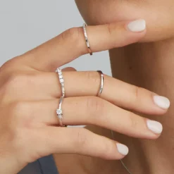 Sortija Eguzkilore Oro Blanco con Diamantes