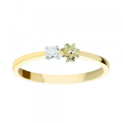 Sortija Oro con Diamante y Motivo Eguzkilore